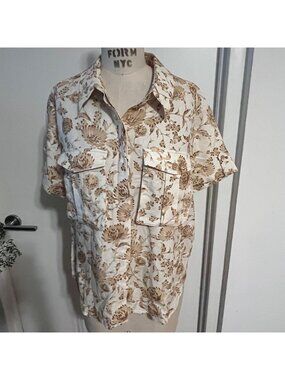 SIGNIFICANT‎ OTHER Safari Cut Linen Blend Floral Top Size 10